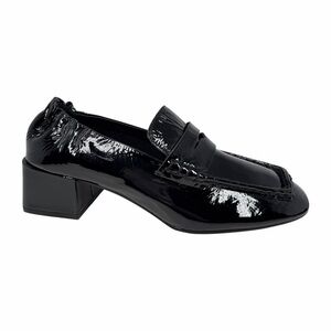 Steve Madden Women's Estee Block-Heel Loafers Black Crinkle Patent Size 8M